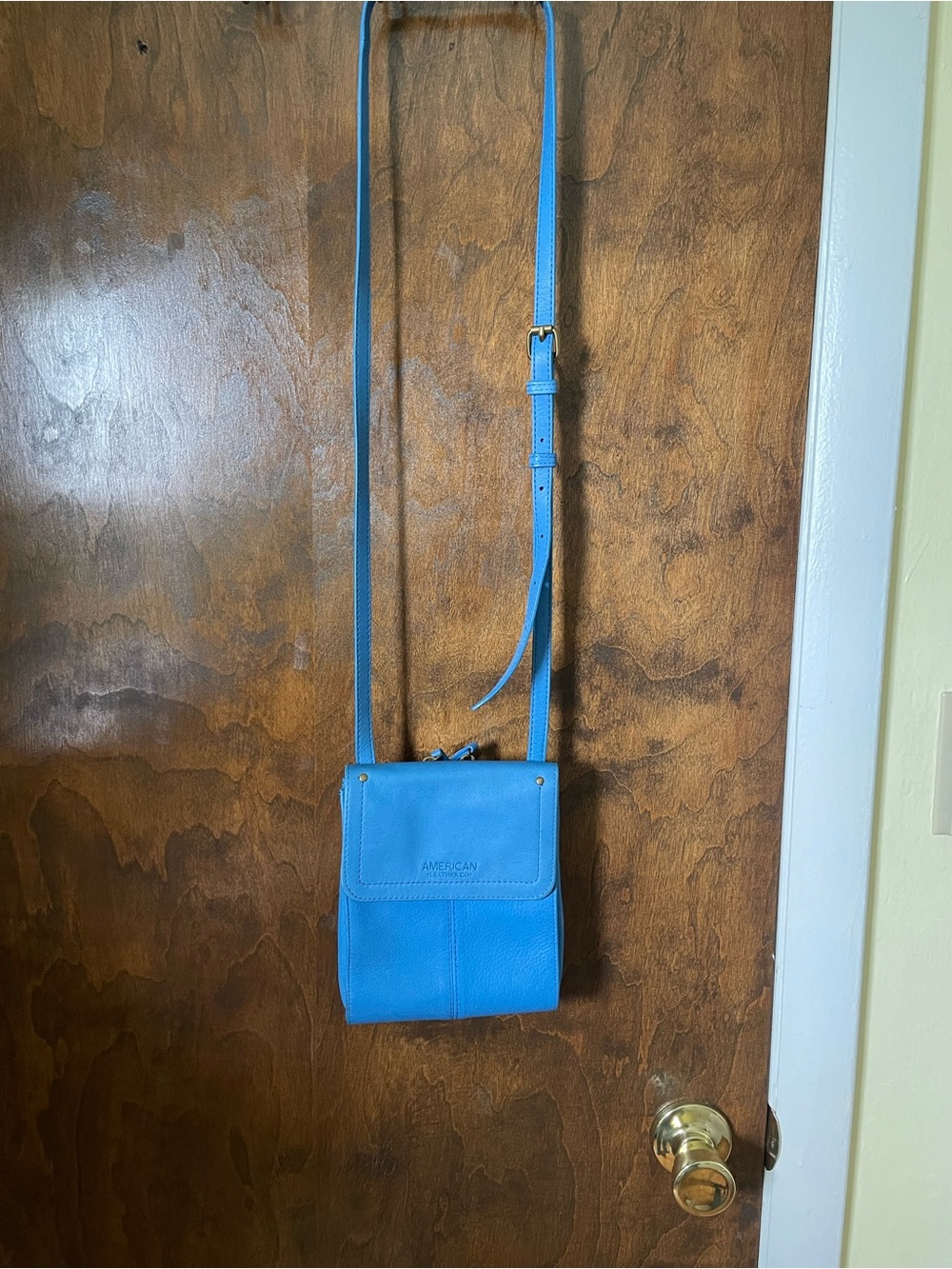 American Leather Blue Crossbody Bag